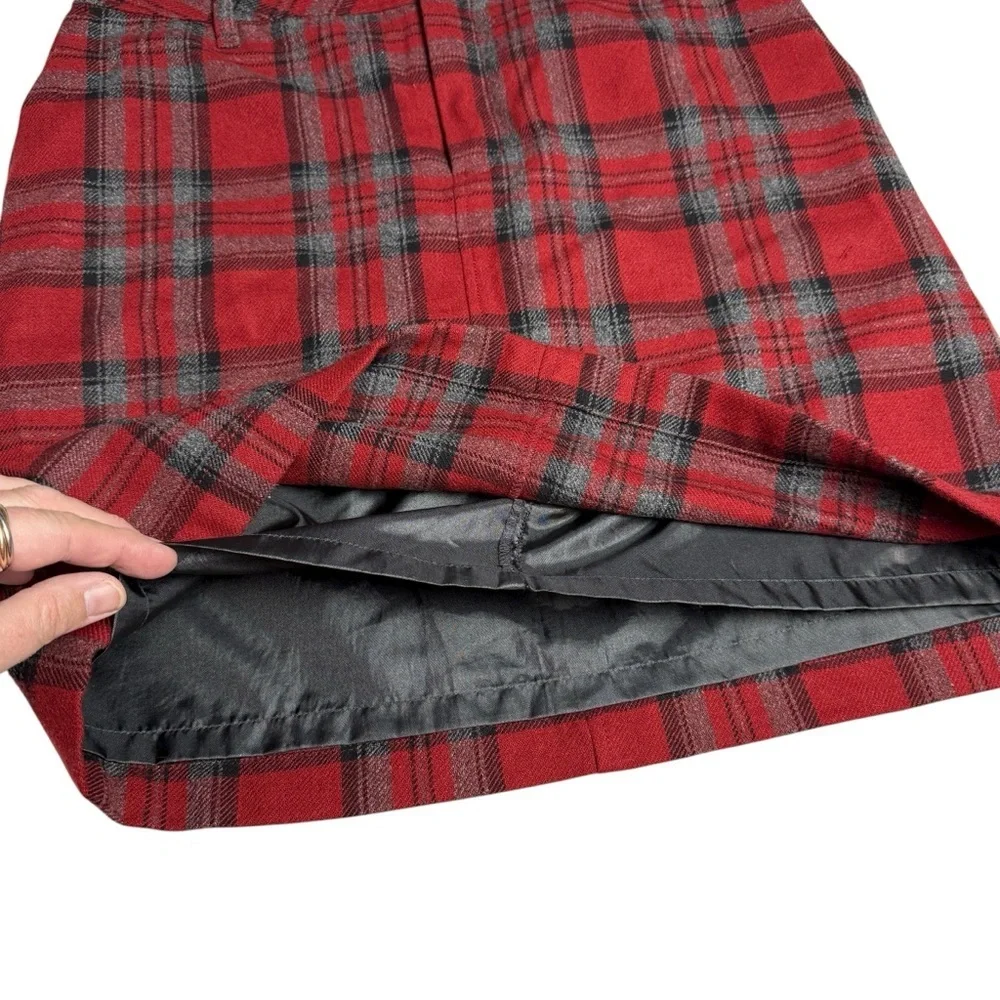 Eddie Bauer A Line Skirt Red Tartan Plaid Wool Fully Lined Women's 8P Christmas